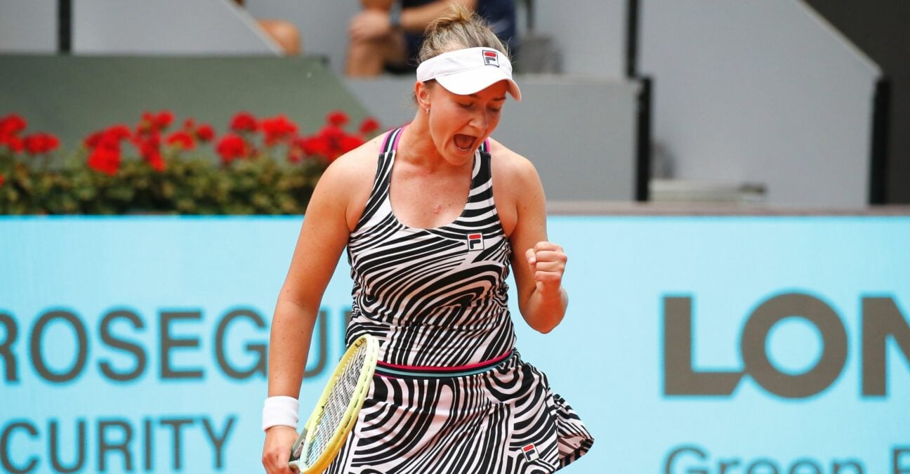 Barbora Krejcikova Madrid 2023 reaction poing serré