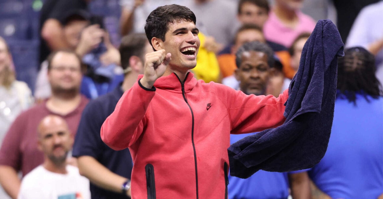Sourire de Carlos Alcaraz à l'US Open 2023