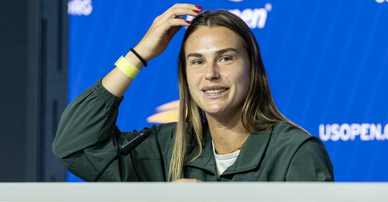 Aryna Sabalenka en conférence de presse à l'US Open