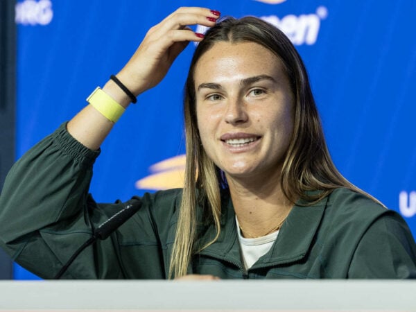 Aryna Sabalenka en conférence de presse à l'US Open