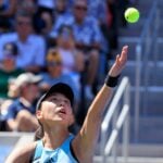 Xinyu Wang US Open 2023 service lancer de balle