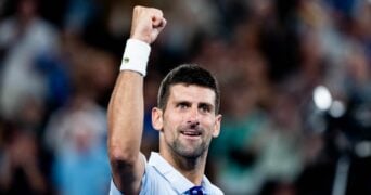 Novak Djokovic Open d'Australie 2024 poing serré joie