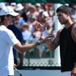 Carlos Alcaraz Juan Carlos Ferrero Indian Wells 2024 poignée de main