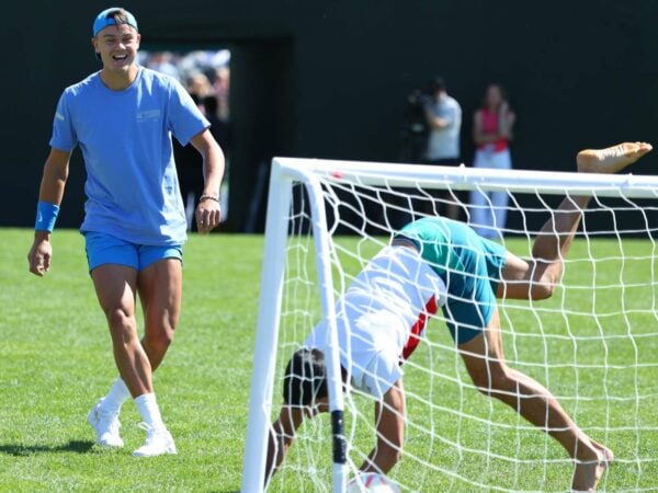 Holger Rune Novak Djokovic Indian Wells 2024 football practice
