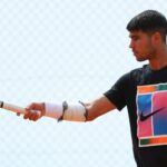 Carlos Alcaraz Monte Carlo 2024 entraînement bandage