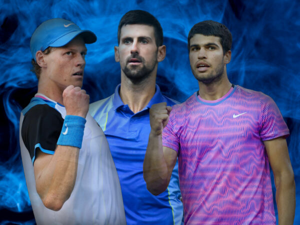 Jannik Sinner, Novak Djokovic et Carlos Alcaraz