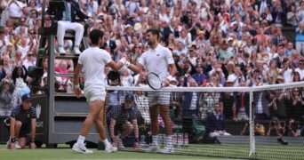 Carlos Alcaraz et Novak Djokovic à Wimbledon 2023
