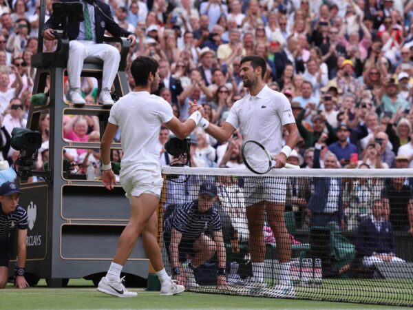 Carlos Alcaraz et Novak Djokovic à Wimbledon 2023