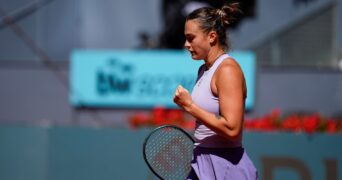 Aryna Sabalenka Madrid 2025 poing serré