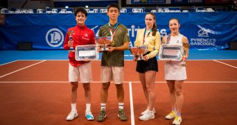 Richard Mitchell (Switzerland), Lyoma Hotelier (Japan), Aleksandra Karabanova (10th seed), Elizaveta Anikina (1st seed, Estonia)